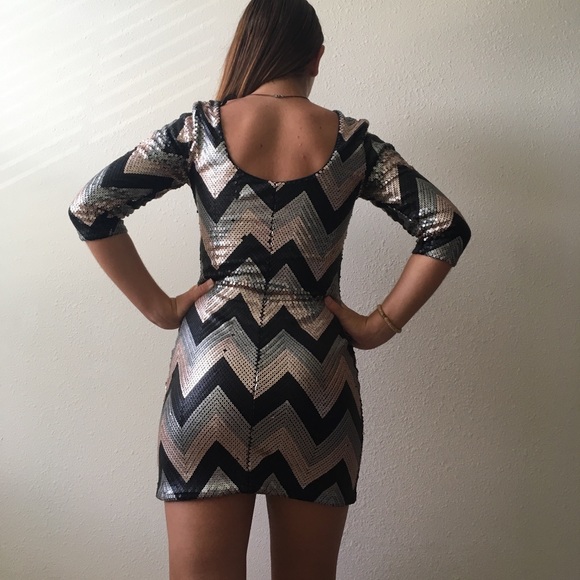 Chevron sequined mini dress (formal/hoco) - Picture 3 of 3